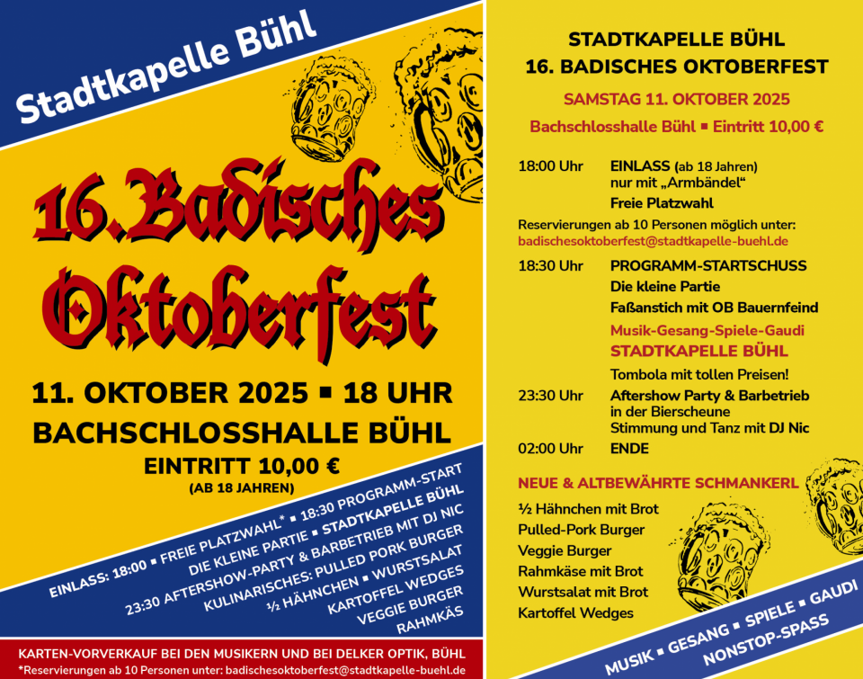15. Badisches Oktoberfest 2024 in der Bachschlosshalle